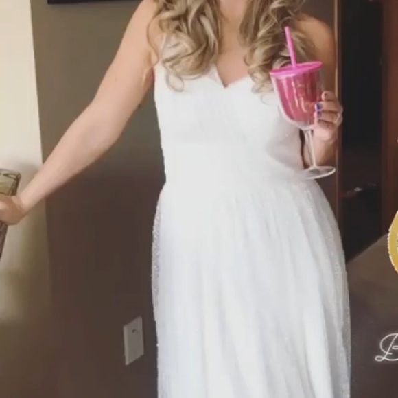 White sequined, one shoulder gown - Picture 6 of 13